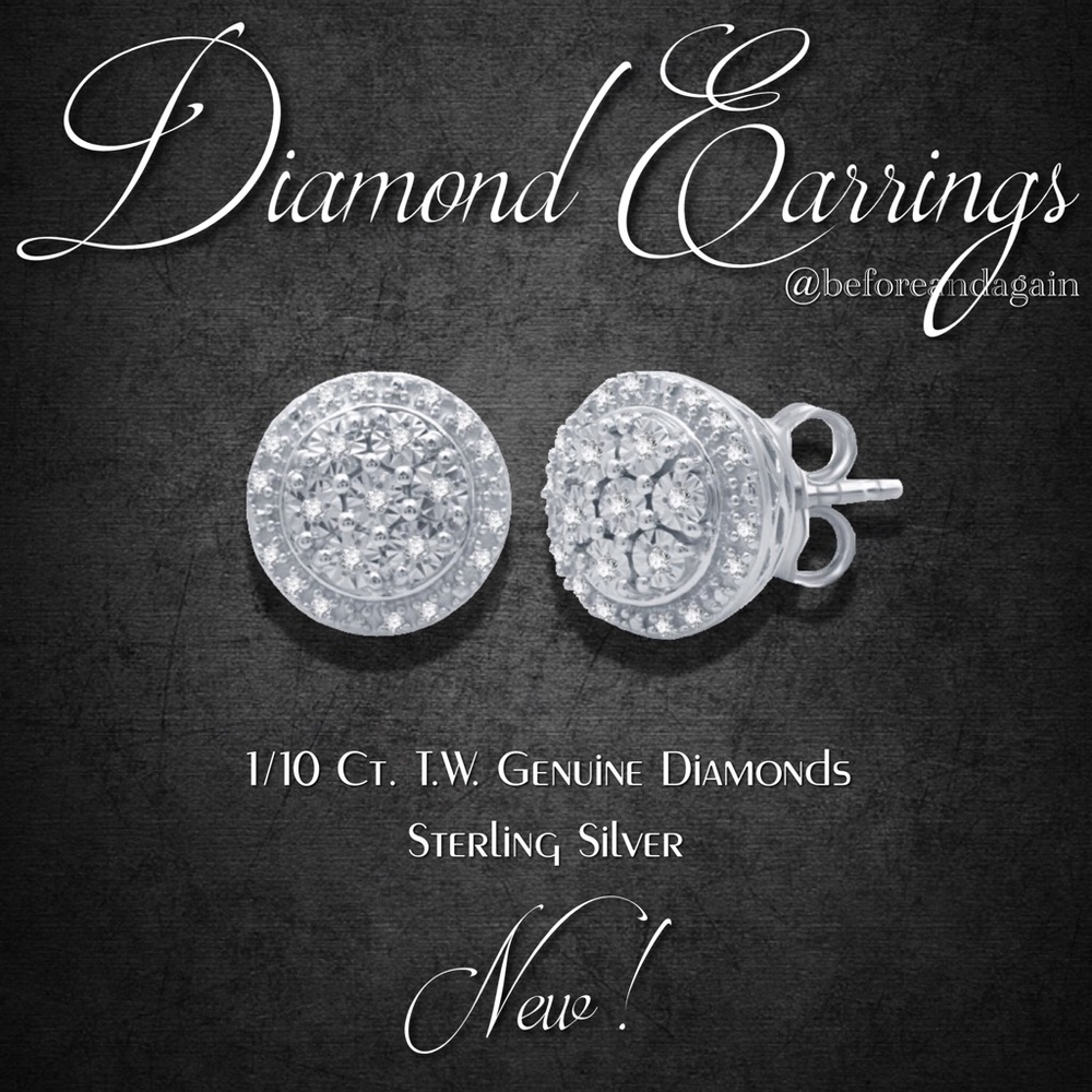 Sterling Silver Diamond Stud Earrings
